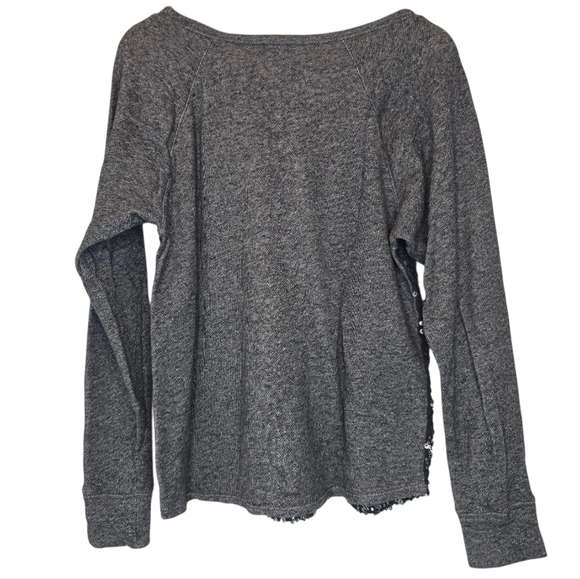 EXPRESS Gray Sequin Raglan Sweatshirt Women's Medium Cozy Cotton Glam Y2K Trendy - Picture 3 of 8